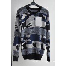 Men 100%Cotton Round Neck Patterned Pullover Sweater